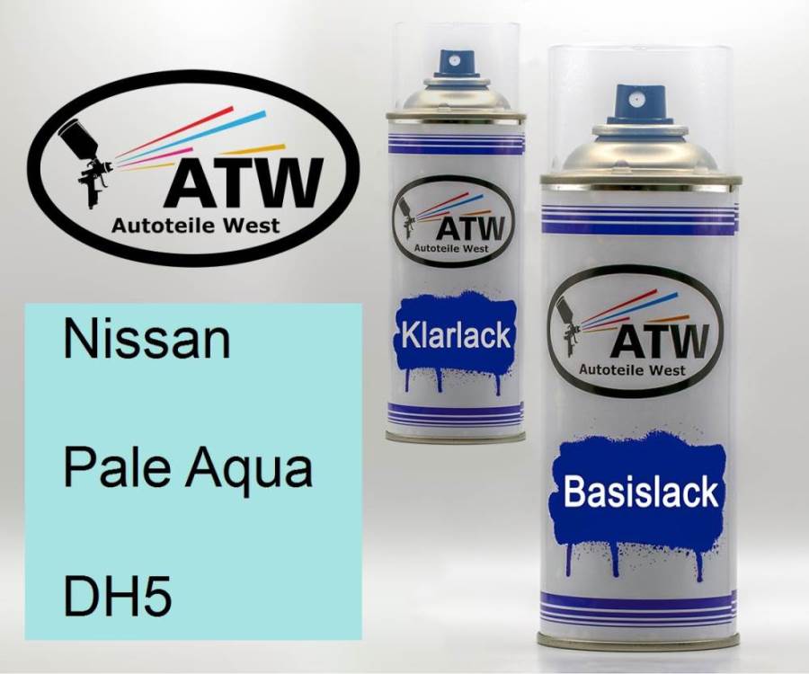 Nissan, Pale Aqua, DH5: 400ml Sprühdose + 400ml Klarlack - Set, von ATW Autoteile West.